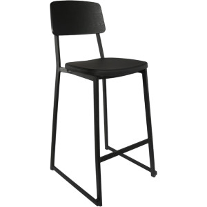 Furnlink Denver Black Vinyl/Black Barstool (2 Pack)