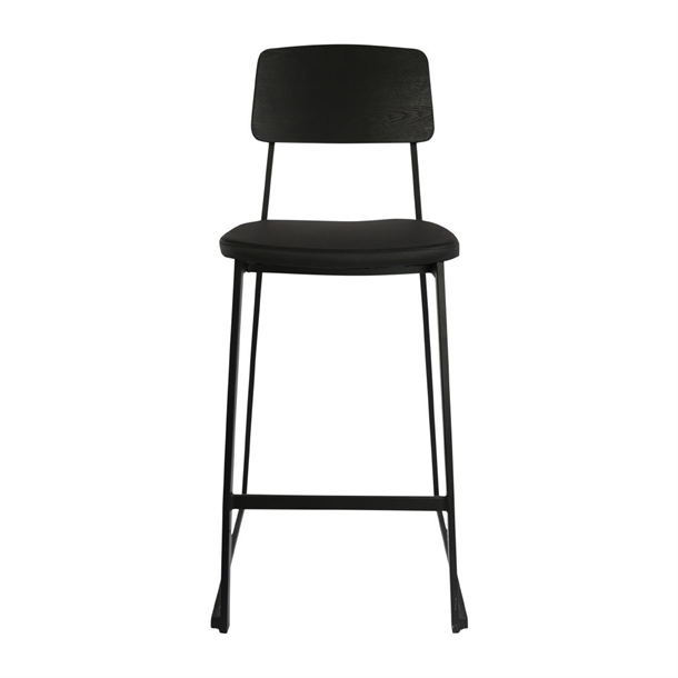 Furnlink Denver Black Vinyl/Black Barstool (2 Pack)