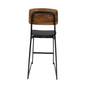 Furnlink Denver Black Vinyl/Rustic Wood Barstool (2 Pack)