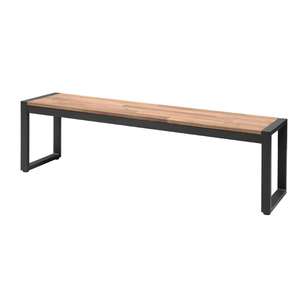 Bolero Acacia Wood and Steel Industrial Benches 1600mm (2 Pack)