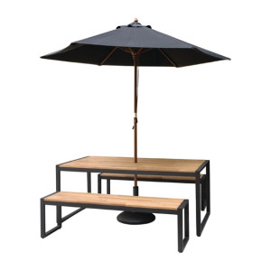 Bolero Acacia Wood and Steel Industrial Benches 1600mm (2 Pack)