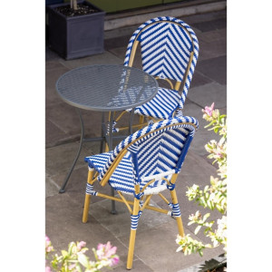 Bolero Parisian Style Rattan Side Chair Blue (2 Pack)