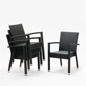 Bolero PE Wicker Armchairs Charcoal (4 Pack)