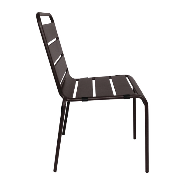 Bolero Black Slatted Steel Side Chairs (4 Pack)