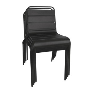 Bolero Black Slatted Steel Side Chairs (4 Pack)