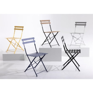 Bolero Black Pavement Style Steel Folding Chairs (Pack of 2)
