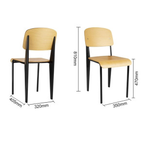 Bolero Wooden Dining Chairs with Black Steel Frame (4 Pack)