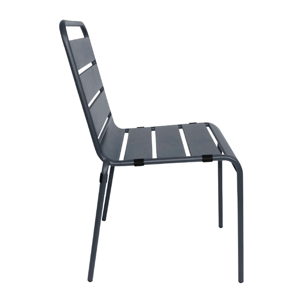 Bolero Slatted Steel Side Chairs Grey (4 Pack)