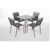 Bolero Slatted Steel Side Chairs Grey (4 Pack)