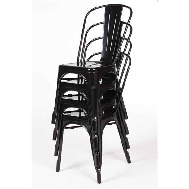 Bolero Black Steel Bistro Side Chair (4 Pack)