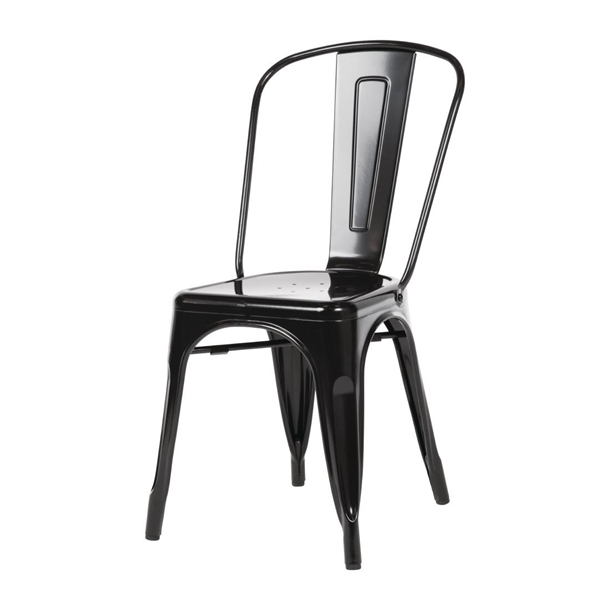 Bolero Black Steel Bistro Side Chair (4 Pack)