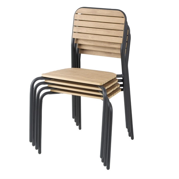 Bolero Santorini Wood Effect Outdoor Chairs (4 Pack)