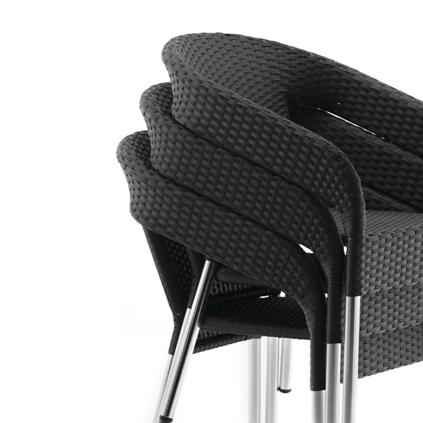 Bolero Wicker Wraparound Bistro Chairs Charcoal (Pack of 4)