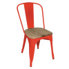 Bolero Bistro Metal Dining Side Chair with Wooden Seat Pad Red (4 Pack)