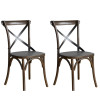 Bolero Wooden Dining Chair with Metal Cross Backrest Walnut Finish (2 Pack)