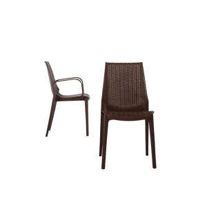 Bolero PP Rattan Bistro Side Chairs Brown (4 Pack)