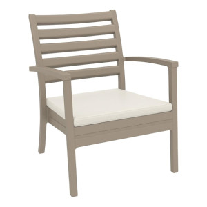 Furnlink Siesta Exclusive Artemis XL Armchair Taupe with Beige Seat Cushion (2 Pack)