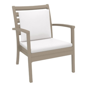 Furnlink Siesta Exclusive Artemis XL Armchair Taupe with White Seat and Back Cushion (2 Pack)