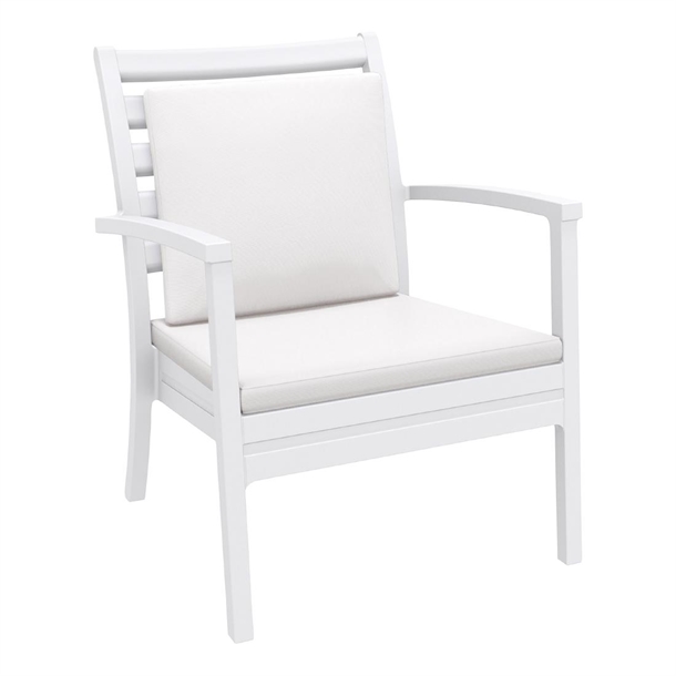 Furnlink Siesta Exclusive Artemis XL Armchair White with White Seat and Back Cushion (2 Pack)