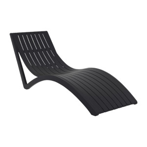 2 x Furnlink Slim Sunlounge - Black