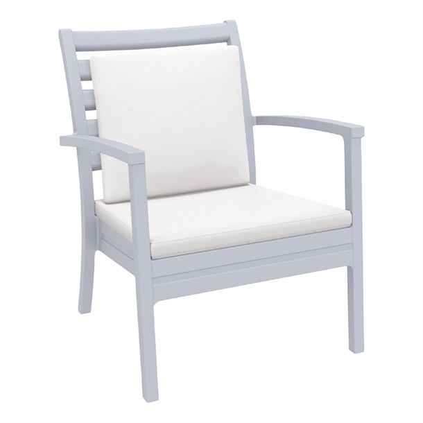 Furnlink Siesta Exclusive Artemis XL Armchair Silver Grey with White Seat and Back Cushion (2 Pack)