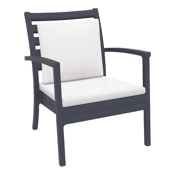 Furnlink Siesta Exclusive Artemis XL Armchair Anthracite with White Seat and Back Cushion (2 Pack)