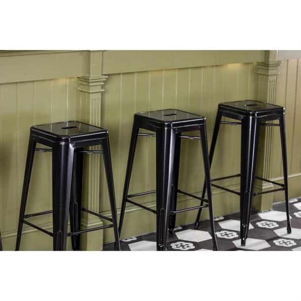 Bolero High Metal Bar Stools Black (4 Pack)