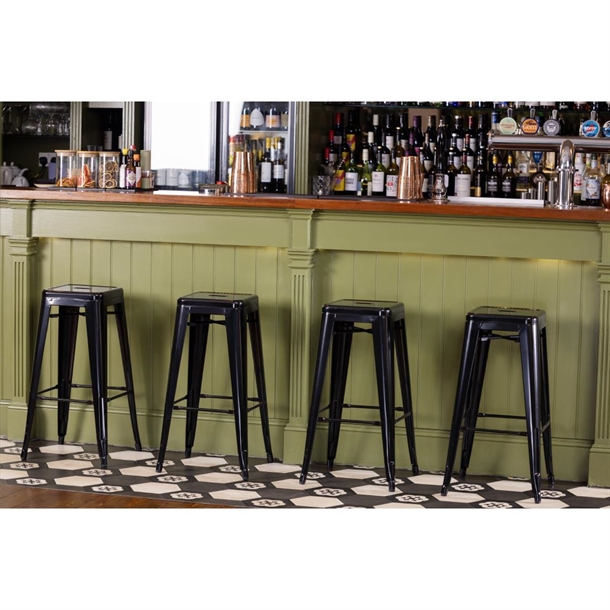 Bolero High Metal Bar Stools Black (4 Pack)