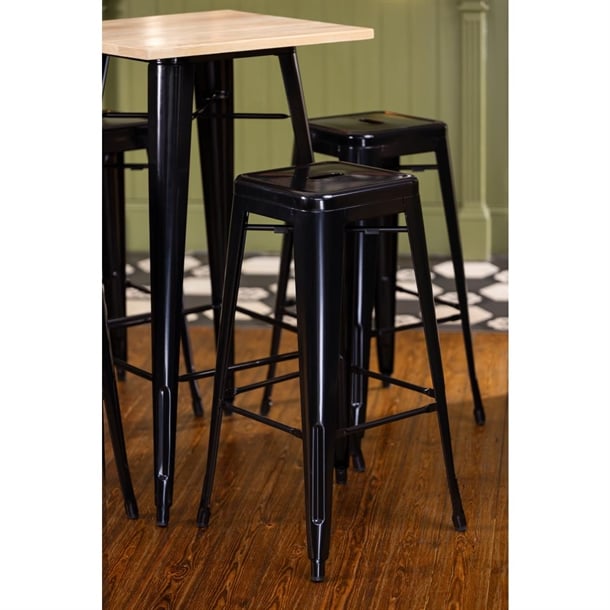 Bolero High Metal Bar Stools Black (4 Pack)