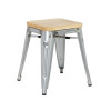 Bolero Bistro Metal Low Bar Stool with Wooden Seat Pad Steel (4 Pack)