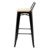 Bolero Bistro Metal High Bar Stool with Wooden Seat Pad and Back Rest Black (Pack of 4)
