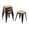 Bolero Bistro Metal Low Bar Stool with Wooden Seat Pad Black (Pack of 4)