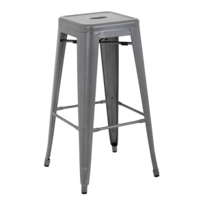 Bolero Bistro Metal High Bar Stool Gun Metal Grey (4 Pack)