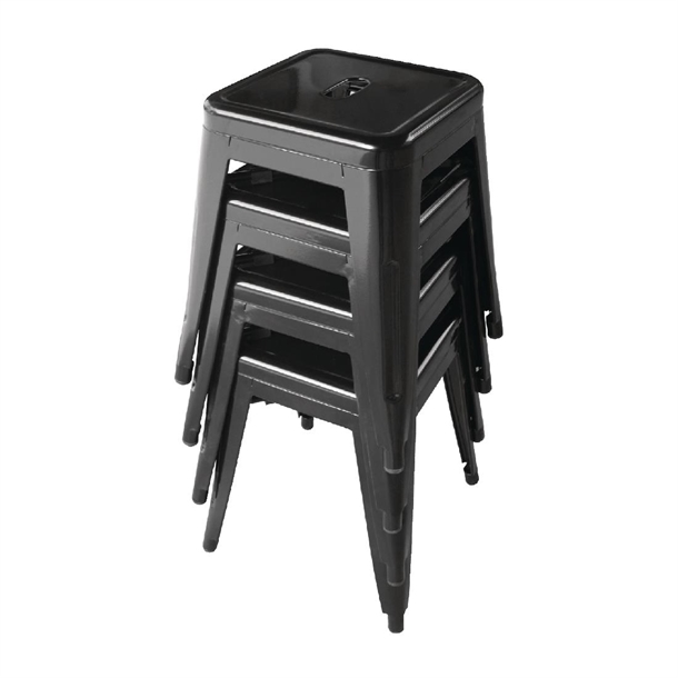 Bolero Bistro Metal Low Bar Stool Black (Pack of 4)
