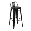 Bolero High Metal Bar Stools with Back Rests Black (4 Pack)
