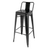 Bolero High Metal Bar Stools with Back Rests Black (4 Pack)