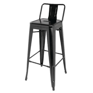 Bolero High Metal Bar Stools with Back Rests Black (4 Pack)