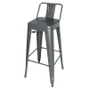 Bolero High Metal Bar Stools with Back Rests Gun Metal Grey (4 Pack)
