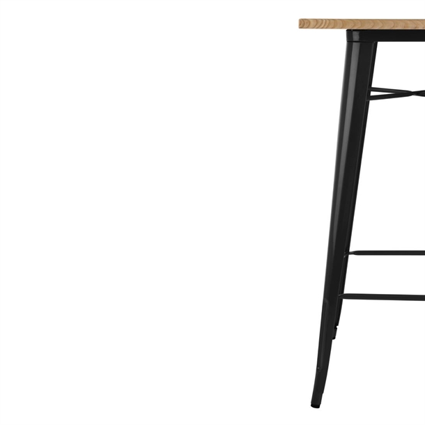 Bolero Bistro Metal Square Bar Table Black with Wooden Top 600mm