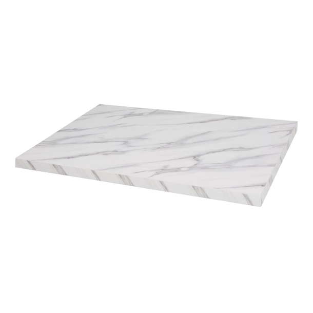 Bolero Pre-drilled Rectangular Table Top Marble Effect 1100x700mm