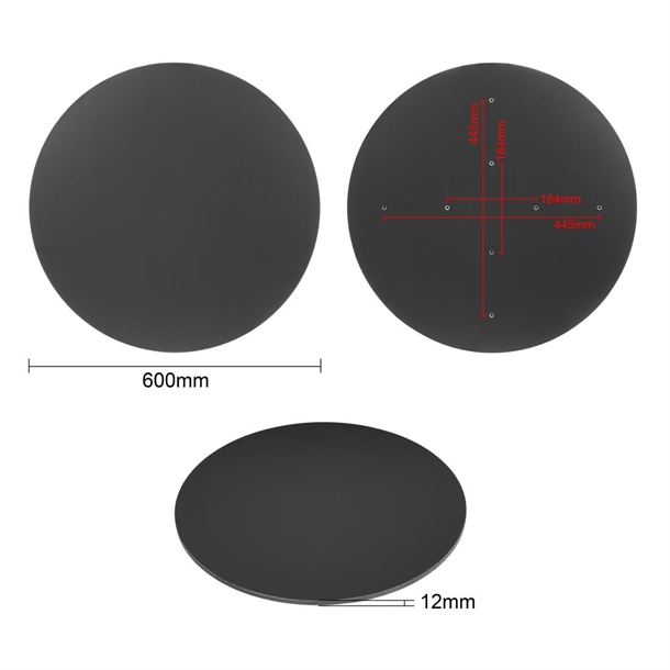 Bolero Matte Black Round Outdoor Table Top 600mm