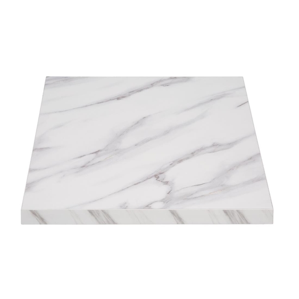 Bolero Pre-drilled Square Table Top Marble Effect 600mm
