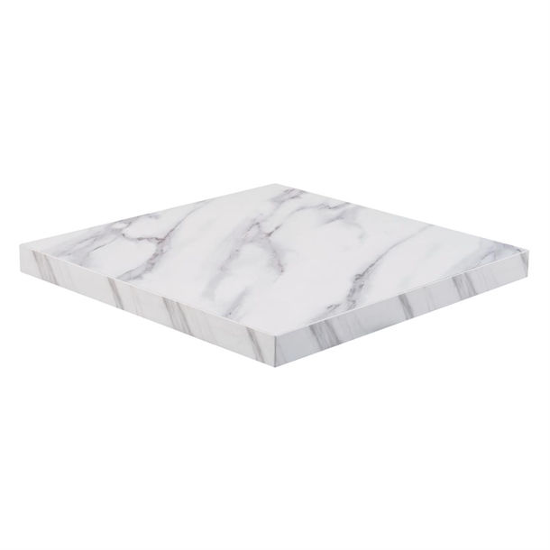 Bolero Pre-drilled Square Table Top Marble Effect 600mm