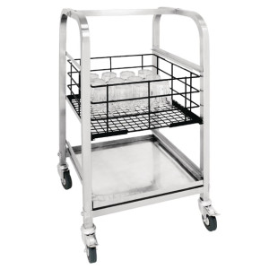 Vogue 3 Tier Glass Racking Trolley for 425mm Baskets