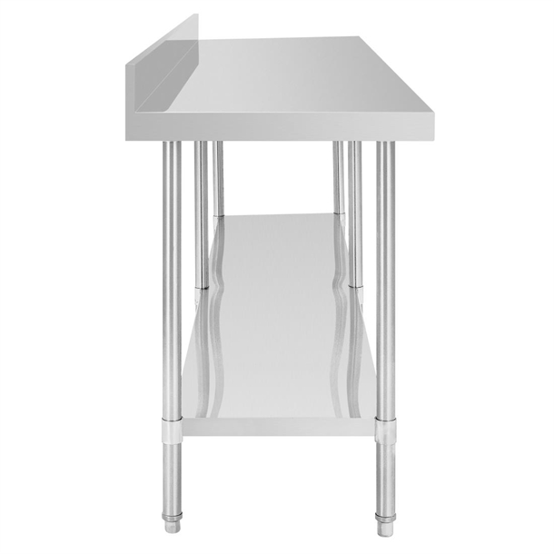 Vogue Premium Stainless Steel Table with Splashback 2400mm