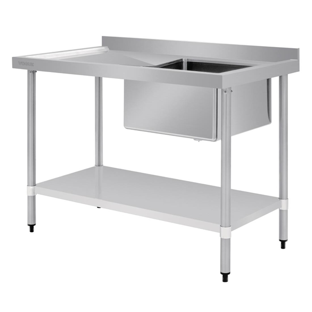 Vogue Single Bowl Sink L/H Drainer - 1200mm x700mm 90mm Drain