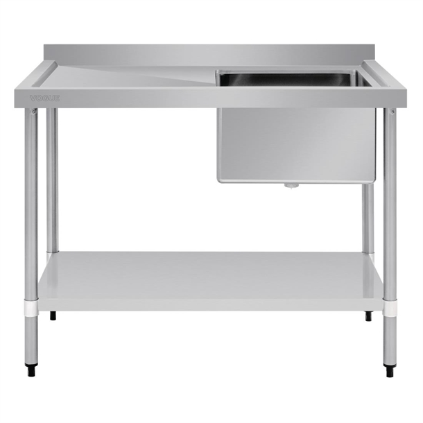 Vogue Single Bowl Sink L/H Drainer - 1200mm x700mm 90mm Drain