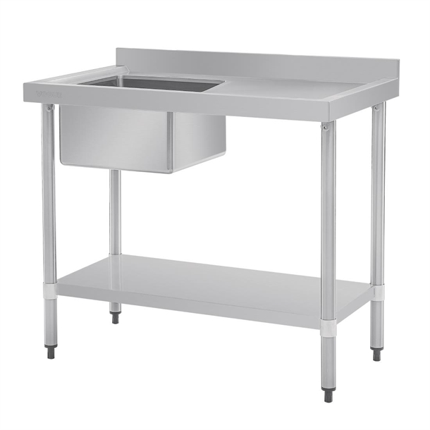 Vogue Single Bowl Sink R/H Drainer - 1000mm 90mm Drain