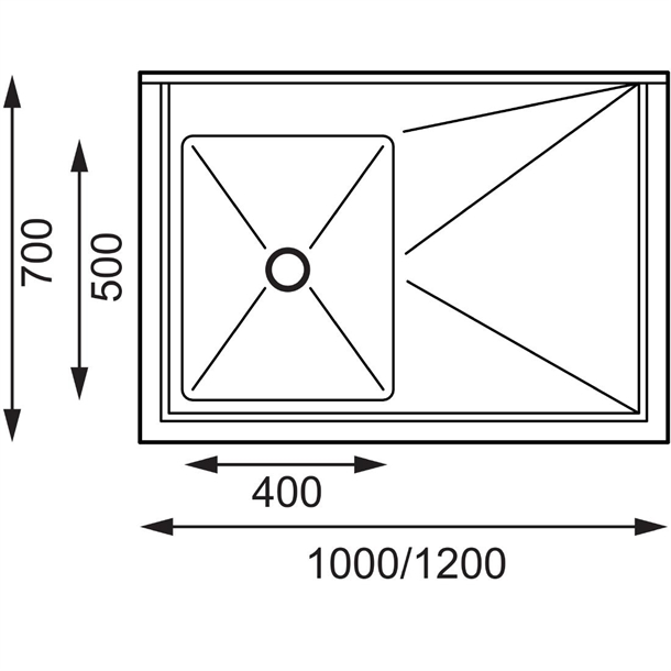 Vogue Single Bowl Sink R/H Drainer - 1000mm x700mm  90mm Drain