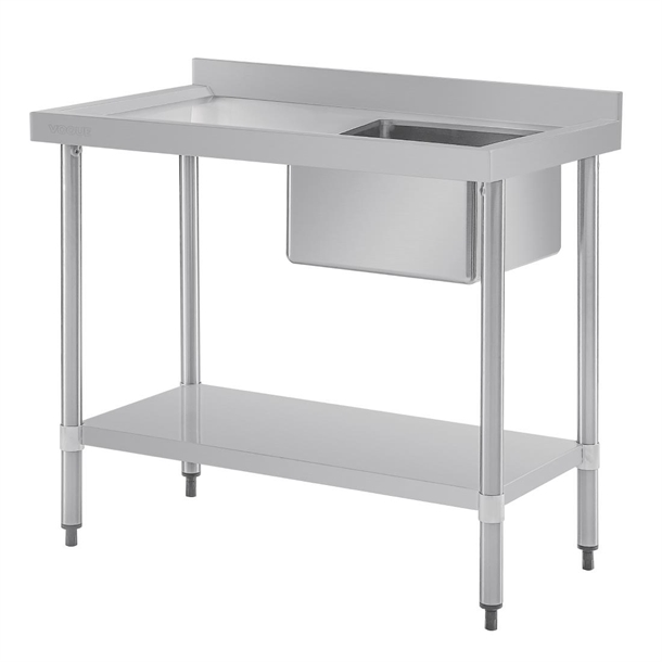 Vogue Single Bowl Sink L/H Drainer - 1000mm 90mm Drain